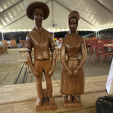 Pair of Ceramic Amish Figurines, Brown Ceramic (Pair) picture