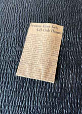 Article Frances Kline 4H Club Honors Menominee County Journal Michigan 1939 picture