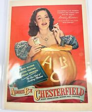 Vtg Ad 1947 Chesterfield Cigarettes Actress Dorothy Lamour HALLOWEEN Pumpkin picture