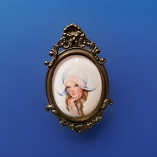 Limoge Style Painted Porcelain Miniature -Delpha Castle Of  San Angelo, Texas picture