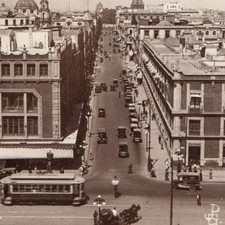 c1920s Mexico City Streetcar Trolley Avenue Juarez Panorama RPPC Photo Postcard picture