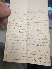 1884 New York Signed Letter mentions 