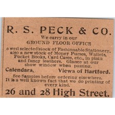 R.S. Peck & Co Stationary High Street Hartford 1901 Newspaper Ad AD8-HS7 picture