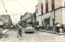 Vintage RPPC Calle 6 Matamoros, Mexico Street Scene 1955 Postcard picture