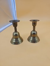 Jasco 1981 Brass Bell Candle Holders One Pair Vintage 4” picture