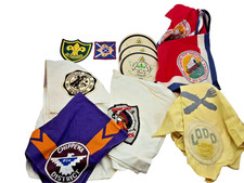 Vintage Boy Scout Memorabilia Lot 1950s Patches Neckerchiefs T3 picture