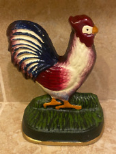 Cast Iron Rooster Small 5” Door Stay Stop Farmhouse Cottage Core Rustic picture