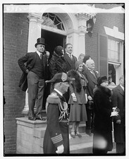 Photo:Dignitaries on Brick Building Steps with Uniformed Officer 1910s picture