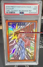 2026 Topps Finest Fantastic Four Dazzler #22 Orange Refractor 17/25 PSA 9 picture