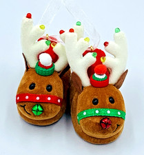 Hallmark Keepsake 2004 MY CHRISTMAS SLIPPERS Ornament Reindeer with Lights Gift picture