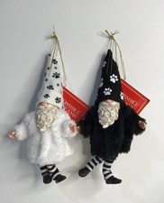 Dept 56 Possible Dreams FURRY PET WHITE & Black Gnome Ornaments 2 Total - New picture