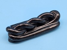 Antique HB Quimper Pottery Knife Rest SIGNED Chain Link Twist Black Unusual 3.5” picture