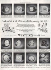 1952 Westclox PRINT AD feat: 11 Clock & 2 Watch Models Great vintage ad details picture