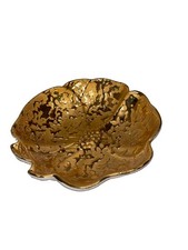 Vintage Weeping Bright Gold Bowl 22 Kt USA Scalloped Rim Footed picture
