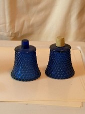 2 Vintage Blue Glass Hobnail Votive Peg Cup Votive Candle Holder picture
