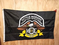 NOS Vintage Harley Davidson HOG Flag Kettle Moraine Wisconsin Banner Sign 57x34 picture