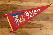 Vintage 1966 Batman & Robin Felt Pennant RED Full Size National Periodical DC picture
