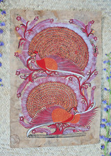#3 Amate Bird of Paradise Bark Painting Subtle Handmade Guerrero Mexico Folk Art picture