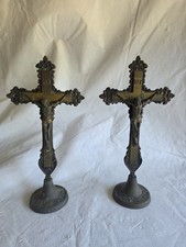 2 Vintage Brass Gothic Church Religious Cross 12