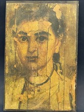 Fayum Mummy Portrait Style Egyptian Male Face Wooden Panel Aged Art Decor picture