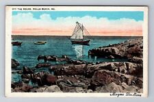 Wells Beach ME- Maine, Off The Rocks, Antique, Vintage Souvenir Postcard picture