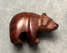 Vintage Black Forest Carved Wooden Strolling Bear Swiss German 3.25x2.5