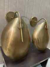 Pair Curved Brass Shade Handmade Vintage Modern Brass Mid Century Wall Scone picture