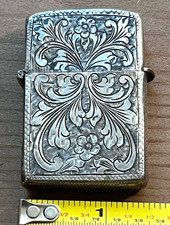 Vintage Embossed Floral Art Nouveau Lighter .800 Continental Silver Minx Cyma picture