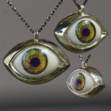 Glass Eye Pendant, Green Big Eye Pendant, Evil Eye Talisman Pendant picture