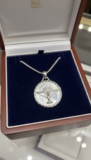 Vintage Silver Plated Religious/Catholic Holy Spirit Dove Medal Pendant-Unisex picture
