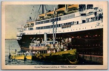 Nassau Bahamas 1930s Postcard Cruise Passengers Landing Steamship picture