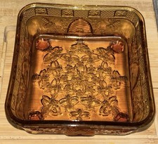 Vintage Indiana Glass Tiara Amber Honey Bee Box Bottom Only picture