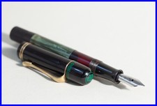 1939s Pelikan 100 Piston Filler Green Marmor Oblique Fine Nib Quill picture