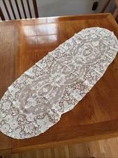 Oval Lace Table Runner Antique 44” X 16” Victorian Excellent Shape picture