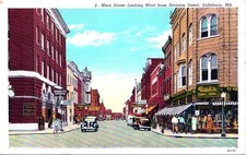 DOWNTOWN MAIN STREET salisbury md antique postcard maryland c1940 picture