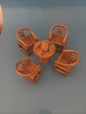 Delicate Bamboo Set Of Chineese Table, 4 Chairs And Tea Set picture