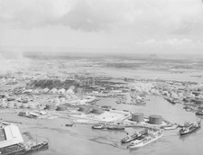 An aerial view of oil refineries Curacao Netherlands Antilles 1960 Old Photo picture