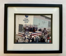 Autographed by John Glenn  photo of JFK on stage with Apollo mission astronauts picture