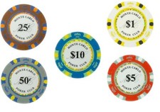 CASH GAME Monte Carlo Smooth Poker Chips Bulk - Perfect for .25/.50 Blinds NEW picture