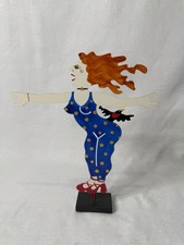 VINTAGE and SIGNED - Judie Bomberger Cirque du Soliel Metal Art - Women w/ Crow picture