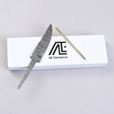 AE Damascus Steel Knife Blank - Ladder Pattern with Mosaic Pin picture