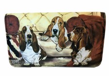 New Wallet BASSET HOUND Dog Ladies Wallet Checkbook Zippered Coin Purse Attached picture