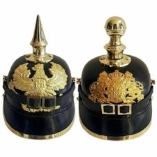 SET OF 2 PCS WW2 German Pickelhaube Spiked Leather Officer Helmet WW1 Helmet picture