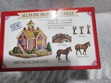 LIBERTY FALLS 1998 LIBERTY FALLS SECONDARY SCHOOL W/PEWTER ACCESSORIES AH158 picture