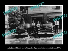 OLD 8x6 HISTORIC PHOTO OF LAKE FOREST ILLINOIS THE CHEVROLET POLICE CARS 1950 picture