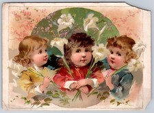 1880s-90s Easter Lion Coffee Woolson Spice Co. Children Lilies Angel picture