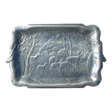 Large 1982 Arthur Court Designs Aluminum Elk Herd Platter 24