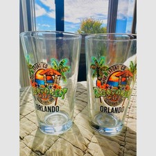 NEW Rainforest Cafe-Orlando FL 1994 Vibrant Tropical Graphic Pint Glasses (2) picture