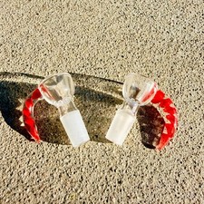 2PCS Premium 14mm Red Horn Bowl Holder Thick Glass Made Built-in Screen picture