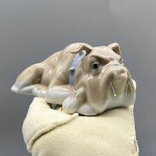 VTG ENGLISH BULLDOG Porceval FINE PORCELAIN Dog Figurine FAWN Laying Down MINTY picture